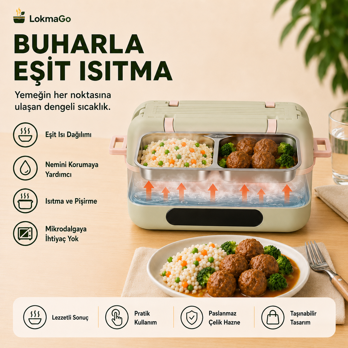 LokmaGO® Isıtıcılı Yemek Taşıma Kabı