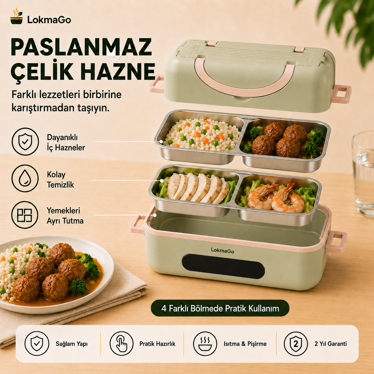 LokmaGO® Isıtıcılı Yemek Taşıma Kabı