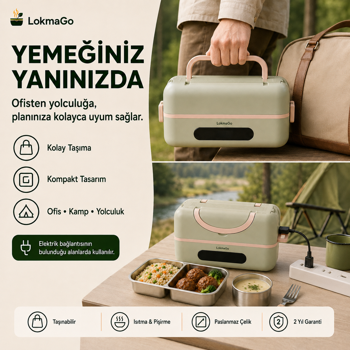 LokmaGO® Isıtıcılı Yemek Taşıma Kabı